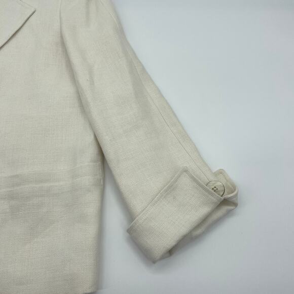 New LINDA ALLARD ELLEN TRACY Blazer Size 6 Cream Linen Oversized Summer Jacket - Picture 4 of 9